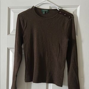 Ralph Lauren Brown Crew Neck Sweater Fine Knit